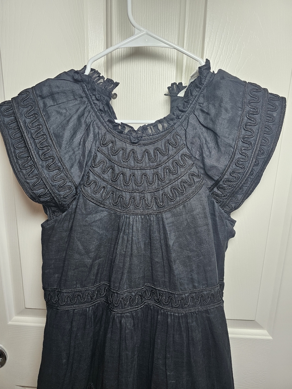 Veronica Beard Keeley Tiered Embroidered Mini Dress Black Size 00 - Picture 3 of 9